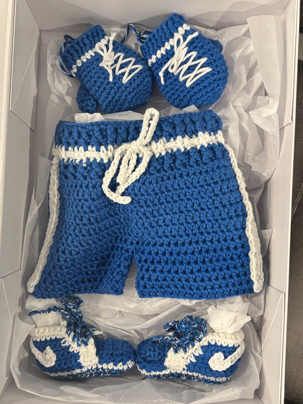 Handmade Blue Crochet Newborn Photoshoot Set
